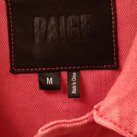 PAIGE Cropped Jean Jacket, Size M, Pink - Picture 5 of 7